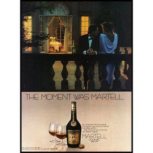 1981 Martell Cognac Vintage Print Ad Coupe Balcony Evening Gown Romance Wall Art